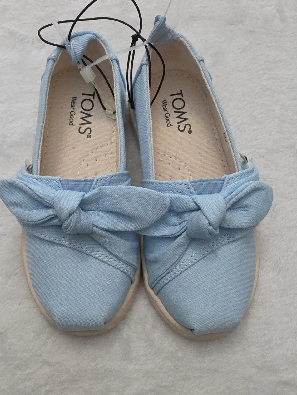 Toms -  Kids Light Blue Canvas Knot Ballet Flats